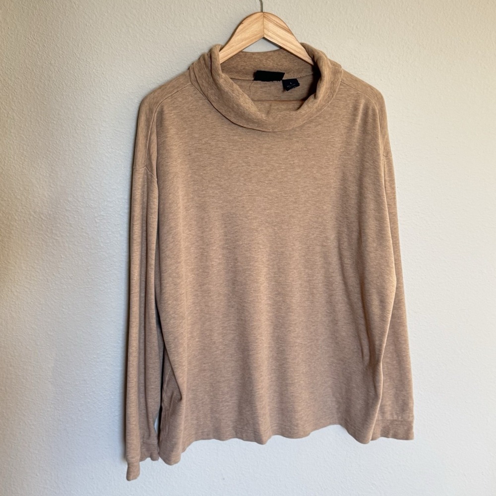 Vintage Trader Bay Womens Cowl Neck Sweater 100%‎ Cotton Size L Camel Tan Cozy
